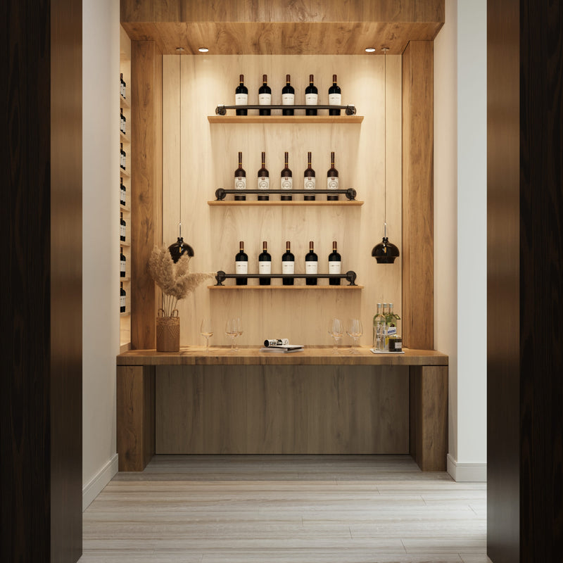 Partita de vino montada en la pared con madera de roble 80 cm
